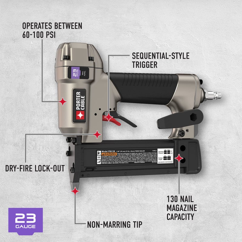 PORTER CABLE PORTER-CABLE Pin Nailer, 23-Gauge, 1-3/8-Inch (PIN138) - Image 3